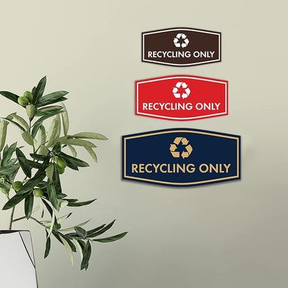 Fancy Recycling Only Sign (Blue) - Small