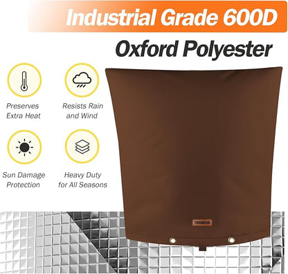 TOHONFOO Backflow Preventer Pipe Insulation Cover (5°F) - Irrigation Sprinkler Valve Insulated Pouch - Water Well Pump Cover - Sturdy 5 Layers for Winter Freeze Protection, 24" W x 26" H, Brown