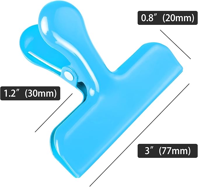 Bag Clips Heavy Duty Stainless Steel Chip Clips, Food Bags Clamp Great for Kitchen Office to Seal Coffee Bags, Paper Sheets - Pack of 8（Blue）