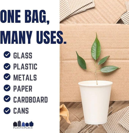 55 Gallon Recycling Bags, 1.5 Mil, Blue, 38x55, 100/Case