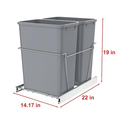 Double Pull-Out Trash Can for Under Kitchen Cabinets Include Double 35QT Trash Bin Doesn't Include Door Fittings, Bottom-Mount Recycling Bin