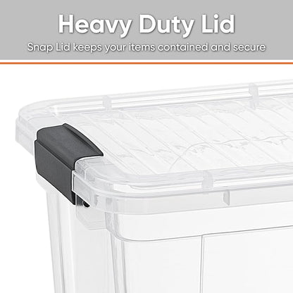 Superio Clear Storage Boxes with Lids, 26.5 Quart Plastic Container Bins for Organizing, Stackable Crates, BPA Free, Non Toxic, Odor Free, Organizers for Home, Office and Dorm, 4 Pack