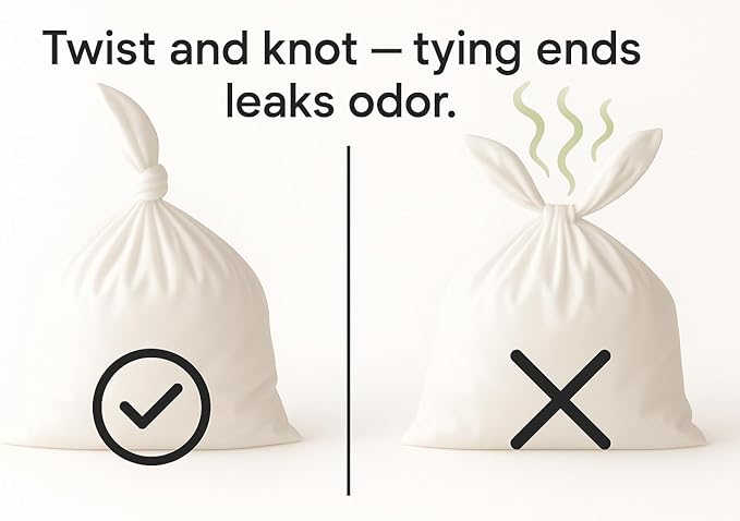 BOS, Odor-Sealing Dirty Diaper Trash Bags - Disposable Bags - Scent & Smell Free (Color: Cream Yellow) (Pack of 1)