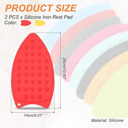 PATIKIL Silicone Iron Rest Pad, 2 Pcs Multipurpose Hot Heat Resistant Iron Rest Plate Protective Pad for Ironing Board Hot Resistant Steamer Steam Compact Mat, Red Yellow