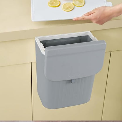 3.2 Gallon/12 L Wall Mounted Garbage Can, Hanging Cabinet Trash Can with Lid, Grey