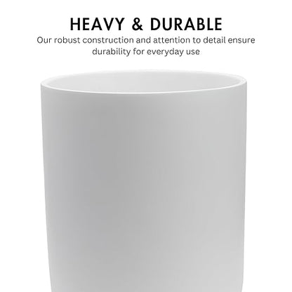 Matte White Round Compact Trash Can Mini, 2 Gallons / 7.5L Garbage Bin, Tiny Wastebasket for Bathrooms, Office, Under Desk, Bedroom, Laundry Room, Kitchen, Kids Room, and Dorm