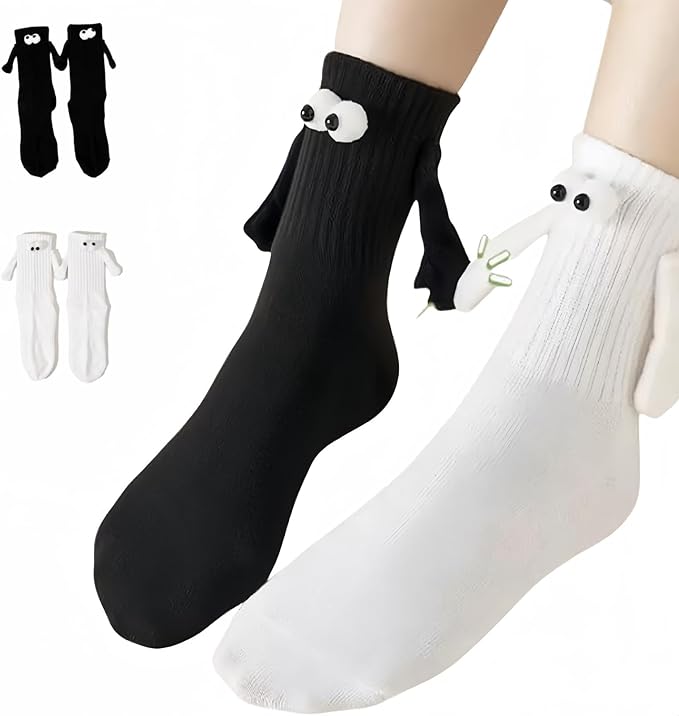 2 Pairs Magnetic Holding Hands Socks Funny Couple Gifts, Best Friend, Engagement, Anniversary, Teens Gag Cute Weird Stuff
