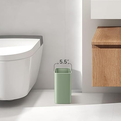 TIPGO Small Metal Trash Can, 2.1 Gallon Slim Trash Can for Bathroom, Wastebasket Garbage Bin for Bedroom, Office, Kitchen, Under Sink (Green)