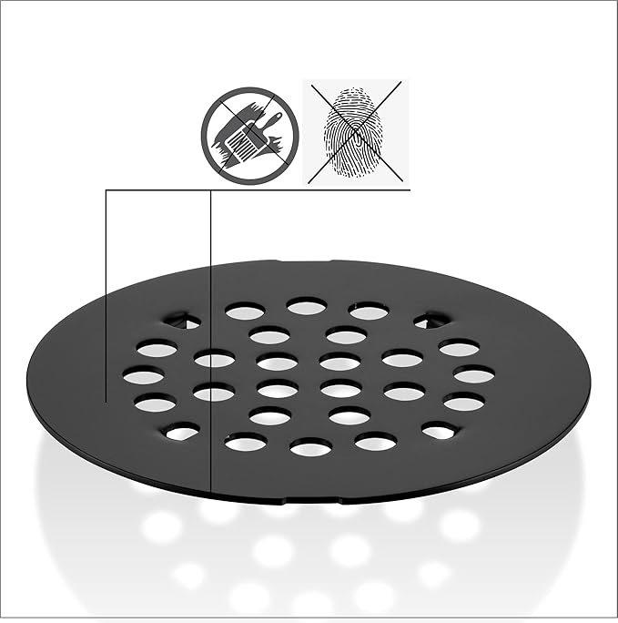 rrajj 4-1/4 (4.25) Inch(108mm) Round Snap-in Shower Floor Drain Cover Replacement Cover (Black)