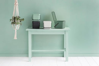 Brabantia Sort & Go Food Trash Can (1.6 Gal/Jade Green) Small Countertop Kitchen Compost Caddy with Handle & Removable Lid, Easy Clean, Fixtures Included for Wall/Cupboard Mounting