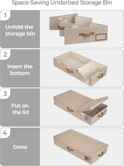 StorageWorks 2-Pack Large Under Bed Storage Bins with Lids, Underbed Storage Containers with Handles and Label Holder, Closet Organizer for Clothes, Blankets, Sweater