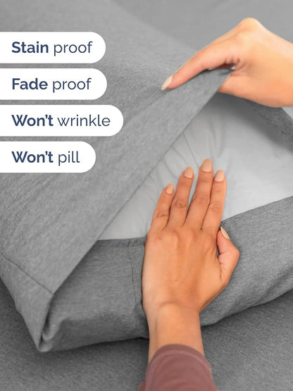 Extra Deep Pocket Full Sheets - 4 Piece Breathable & Cooling Bed Sheets - Hotel Luxury Sheet Set - Soft, Wrinkle Free & Comfy - Easily Fits Extra Deep Mattresses - Deep Pocket Heathered Grey Sheets