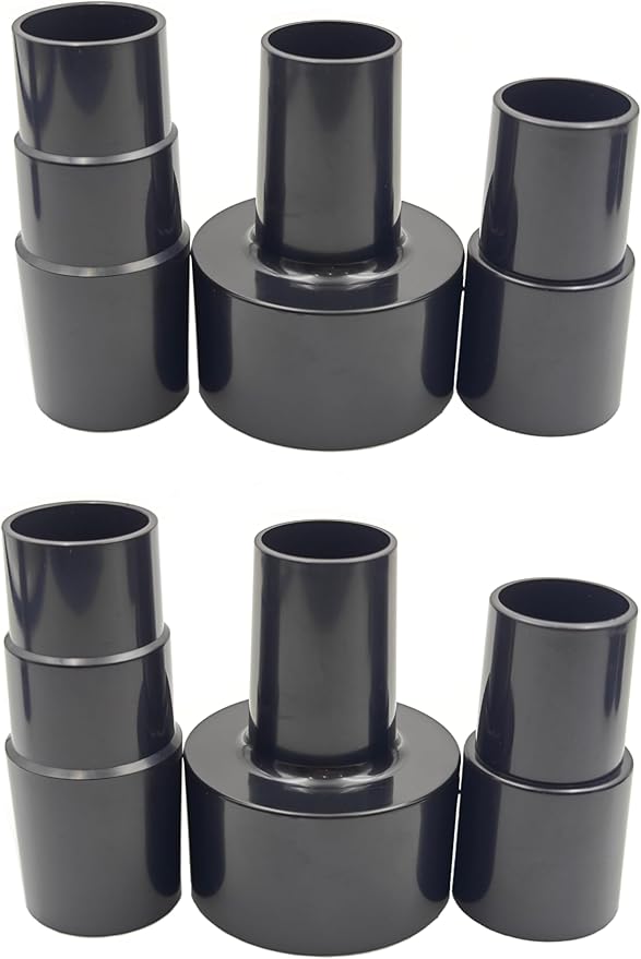 Plastic Hose Connector Reducer Attachments Fits Vacuum Cleaner， 1-3/8" to 1-1/4", 2-1/2" to 1-1/4", 1-1/4" to 1-3/8" to 1-1/2"（6 Pieces）
