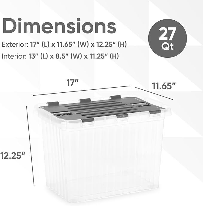 Superio 26 L Deep Storage Container with Hinged Lid (2 Pack)