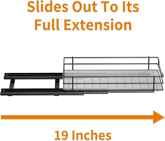 RCHYFEED Pull Out Spice Rack Organizer for Cabinet,Slide out Spice Organizer for Inside Cabinets,Heavy Duty Spice Organization for Kitchen and Pantry,Seasoning,Sauces(1-Tier,6.5" Wx10.5 Dx2.5 H)