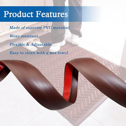 Floor Transition Strip Self Adhesive Carpet & Flooring Transitions Edging Trim Strip PVC Threshold Transitions Suitable for Threshold Height Less Than 5mm (20Ft, Brown)