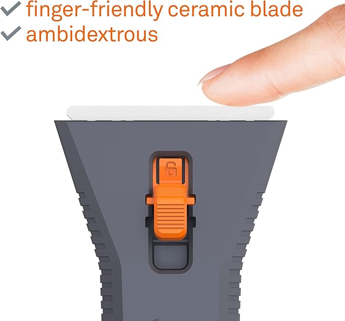 Slice 10591 Manual Utility Scraper, Locking Ceramic Blade, Rust Free, Finger Friendly, Soft-Touch Comfort Grips Reduce Strain, Regular - Manual (Locks in Position)