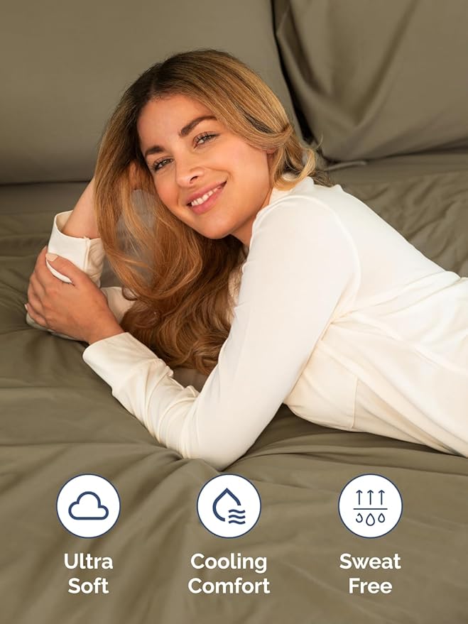 Extra Deep Pocket Queen Sheet Set - 4 Piece Breathable & Cooling Bed Sheets - Hotel Luxury Sheet Set - Ultra Soft, Wrinkle Free & Comfy - Easily Fits Extra Deep Mattresses - Deep Pocket Khaki Sheets