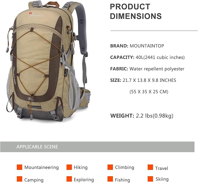 MOUNTAINTOP 25L/40L Hiking Backpack,Lightweight Travel Backpack for Men Women Outdoor Backpacking, Camping