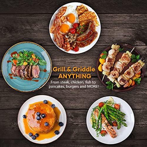 Electric Indoor Grill Griddle, CUSIMAX Smokeless Grill, Blue