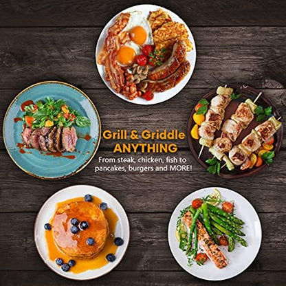 Electric Indoor Grill Griddle, CUSIMAX Smokeless Grill, Blue