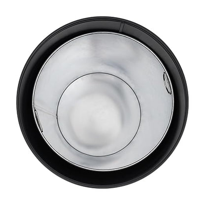 58.6 Liter / 15.48 Gallon Commercial Open Top Trash Can White Stainless Steel Trash Can Outdoor Indoor Garbage Enclosure with Lid Inside Barrel (Black)