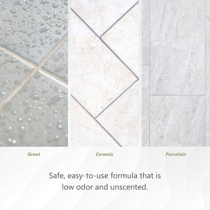 MORE Grout, Ceramic & Porcelain Tile Sealer - Water-Based Grout Sealer - Stain, Tile & Grout Protection - for Bathrooms, Showers & Floors - Prevent Grout Haze - Safe & Easy to Use - Unscented - 32oz