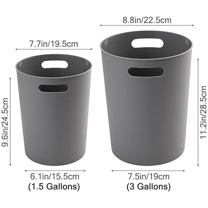 4 Pack Small Trash Can for Bathroom - 3 Gallon/12-Liter Wastebasket, Round Plastic Garbage Container Bin for Bedroom Office Grey.