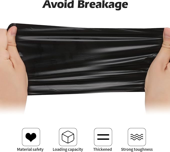 2-4 Gallon Portable Trash Bags,60 Counts Thicken portable Small Garbage Bags for Office, Kitchen,Bedroom Trash Can,Strong Trash Bags（Black）