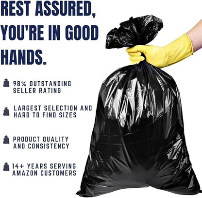 Plasticplace - W14LDB 12-16 Gallon Trash Bags │ 1.2 Mil │ Black Garbage Can Liners │ 24" x 31" (250 Count)