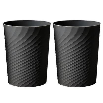 2 Pcak Small Bathroom Trash Can 1.8 Gallon Waste Basket Garbage Can for Bedroom Office Kitchen, Black