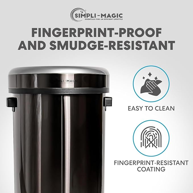 65 Liter / 17 Gallon Open Top Trash Can, Elegant Black Finish