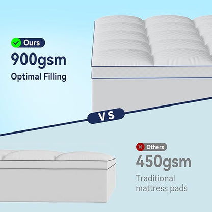 Mattress Topper Twin XL Mattress Pad Cover Mattress Protector with 8-21 Inch Deep Pocket Overfilled Down Alternative Filling