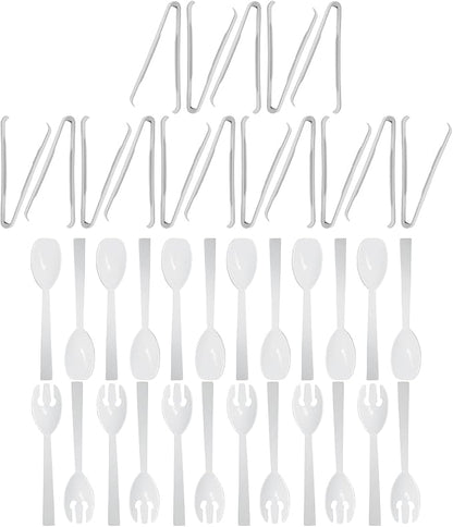 Party Essentials Plastic Party Buffet Serving Utensils Kit, Spoons/Forks/Tongs
