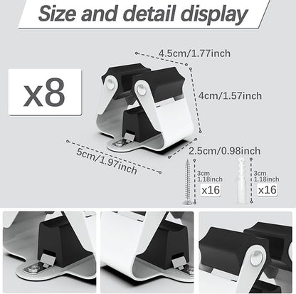 3-H Broom Hanger,Mop Holder Wall Mount 8 Pack, Broom Holder Wall Mount for Hanging and Organizing Shovel,Rake,Brush,Yard Tools in Kitchen,Laundry Room,Bathroom,House(black)