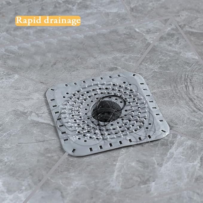 Drain Hair Catcher, Bathtub Drain Protecto 2 PCS （Gray Square）