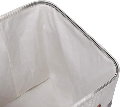 Univivi 10.5 Inch Fabric Cube Bins with Hard Bottom, 4 Pack Storage Baskets with PU Handles for Shelves Closet Foldable Storage Bins for Organizing (Gray,10.5" x 10.5" x 11")