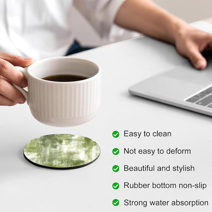 Sage Green Coasters Set of 4, Absorbent Coasters