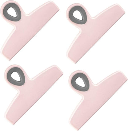 COOK WITH COLOR Bag Clips - Heavy Duty Chip Clip and Refrigerator Magnet Clips for Food Storage with Air Tight Seal Grip, Pink, Pack of 4 Large Clips