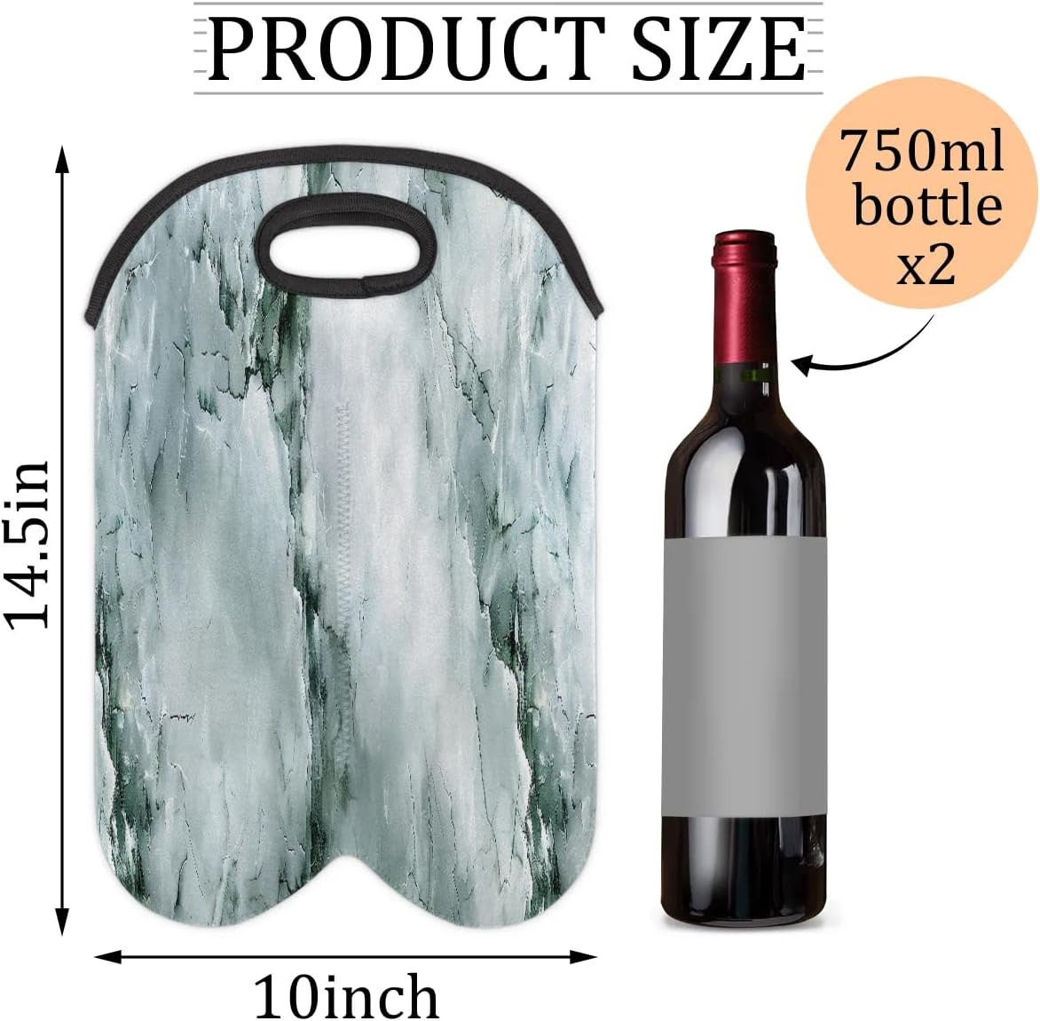 Wine Carrier Tote Personalized Bag for 2 Bottles - Neoprene Wine Bottle Holder with Carry Handle, Wine Protective Bag Insulated Bag Beer Cans Water Bottle Holder for Travel Picnic,Style20