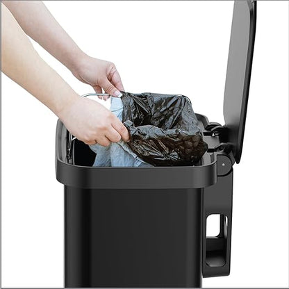 Glad Stainless Steel Step Trash Can, Series 2 with Clorox Protection - Large Black Kitchen Garbage Bin with Soft Close Lid, Foot Pedal and Waste Bag Roll Holder, 20 Gallon