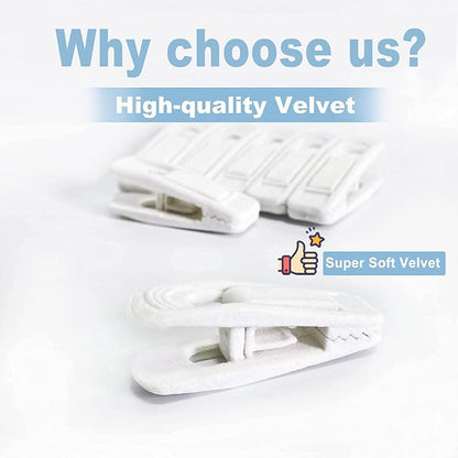 White Velvet Hangers Clips 40 PCS, Pants Hangers Velvet Clips Easily Add to Velvet Hanger, Skirt Suit Pants Clothes Velvet Hangers, Baby Kids Hangers Clips