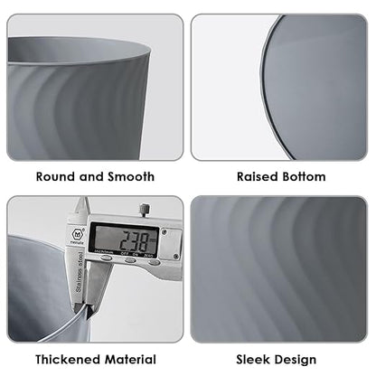 YGJT Small Trash Can, 3 Pack 1.8 Gallons Bathroom Trash Can, Slim Waste Basket, Round Garbage Can, Plastic Trash Bin for Kitchen, Dorm, Bedroom, Office, Living Room, Study, Compact Spaces(Grey)