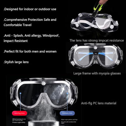 3 Pack Safety Goggles Protective Adjustable Goggles Over Glasses Splash Eye Protection Adjustable For Lab Construction Worker Onion Cutting Clear Lens Eyewear White