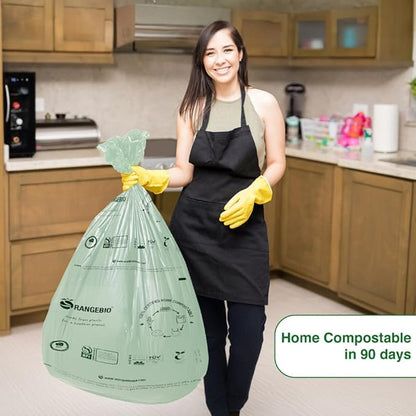 100% Certified Home Compostable Trash Bags, 55 Gallon, 60 Count, 1.5 Mils Extra Thick 38 x 58 Inches, 208 Liter, Compostable Liners, ASTM D6400 EN 13432 US BPI & OK Compost Home Certified