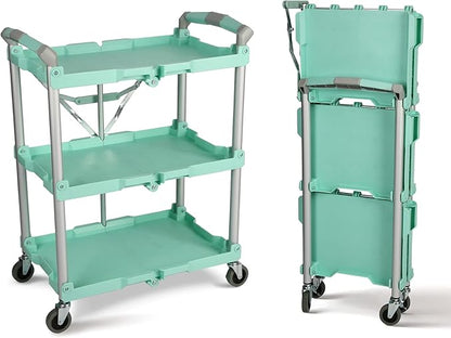 Olympia Tools 89-349 Pack-N-Roll Folding Collapsible Service Cart, 150LB Capacity, Teal