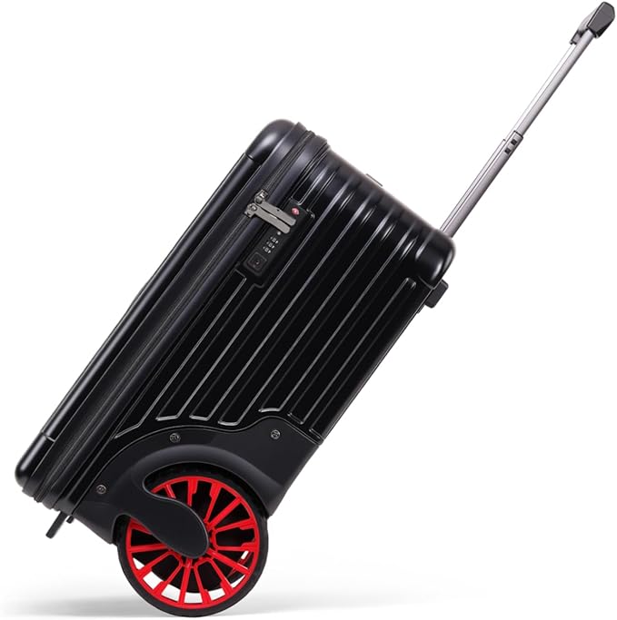 Extra Large Wheels Carry On Luggage Hard Shell Suitcase Top Opening Hardside Travel Luggage with TSA Lock (Black, 21-Inch)
