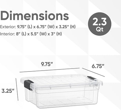 Superio Clear Storage Bins with Lids, Stackable Storage Box with Latches and Handles, Extra Small, 2 Pack 2 Quart