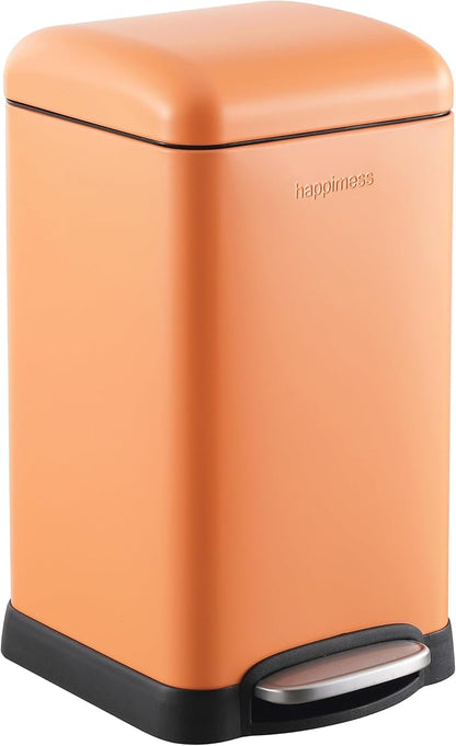 happimess HPM1012K Betty Retro Mini 3.2-Gallon Step-Open Trash Can, Carrot Cake,with Soft-Close Lid, Fingerprint Resistant, Modern, Minimalistic for Home, Kitchen, Office, Bedroom, Bathroom