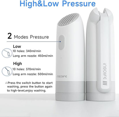 Portable Bidet | High Pressure | Travel Bidets with 2 Different Nozzle | Rechargeable Electric Portable Bidet for Men & Women | Portable Bidets for Travel
